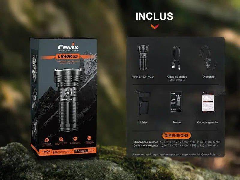 Lampe Torche Fenix LR40R V2.0 – 15000 Lumens - Rechargeable  NYCTALOPE  