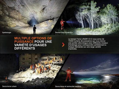 Lampe Torche Fenix LR40R V2.0 – 15000 Lumens - Rechargeable  NYCTALOPE  