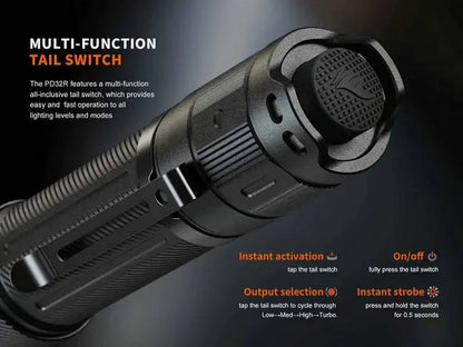 Lampe Torche Fenix PD32R - 1400Lumens - rechargeable batterie 18650 3400 mAh incluse - NYCTALOPE