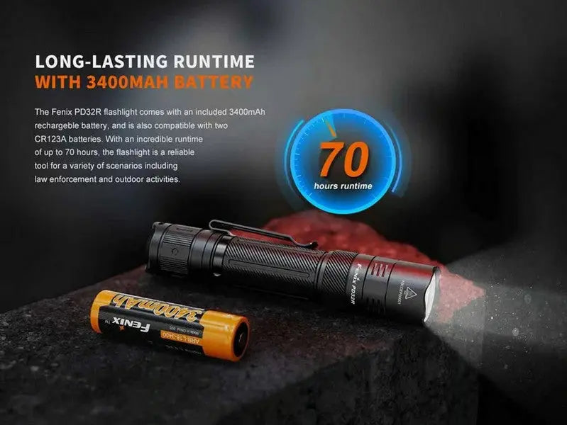 Lampe Torche Fenix PD32R - 1400Lumens - rechargeable batterie 18650 3400 mAh incluse - NYCTALOPE