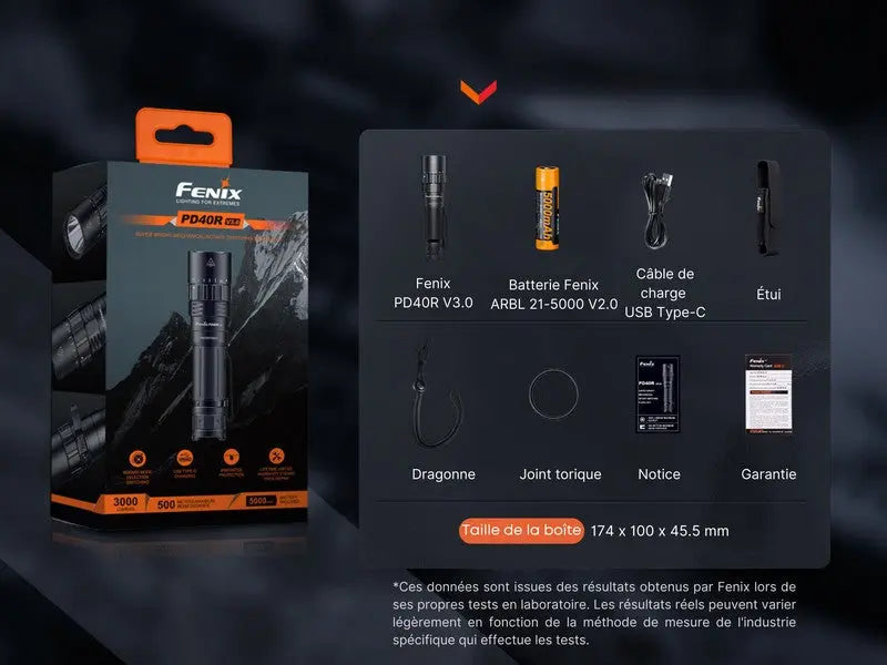 Lampe Torche Fenix PD40R V3.0 – 3000 Lumens  NYCTALOPE  