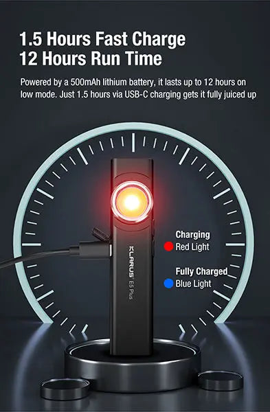 Lampe Torche Klarus E5 Plus 650 Lumens - Ultra-Compacte - Triple Éclairage - Rechargeable USB-C  NYCTALOPE  