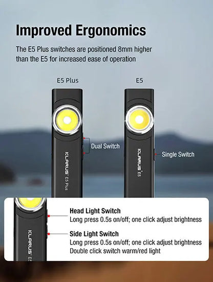 Lampe Torche Klarus E5 Plus 650 Lumens - Ultra-Compacte - Triple Éclairage - Rechargeable USB-C  NYCTALOPE  
