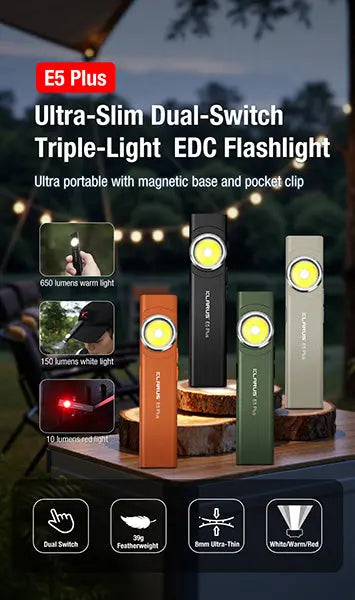 Lampe Torche Klarus E5 Plus 650 Lumens - Ultra-Compacte - Triple Éclairage - Rechargeable USB-C  NYCTALOPE  