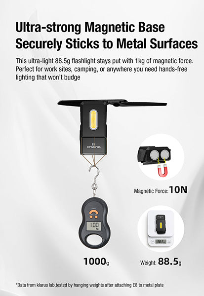 Lampe de poche Klarus E8 1000 Lumens - Triple Éclairage - Tête Pivotante 180° - Rechargeable USB-C Klarus