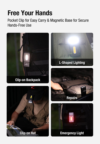 Lampe de poche Klarus E8 1000 Lumens - Triple Éclairage - Tête Pivotante 180° - Rechargeable USB-C - Noir  NYCTALOPE  