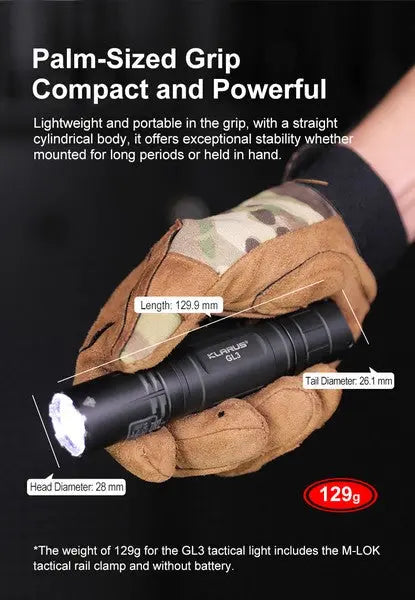 Lampe Torche Klarus GL3 - 2100 Lumens – Rechargeable + support M-LOK + Interrupteur déporté  NYCTALOPE  