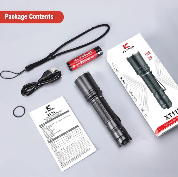 Lampe Torche Klarus XT11R - 1300Lumens - NYCTALOPE