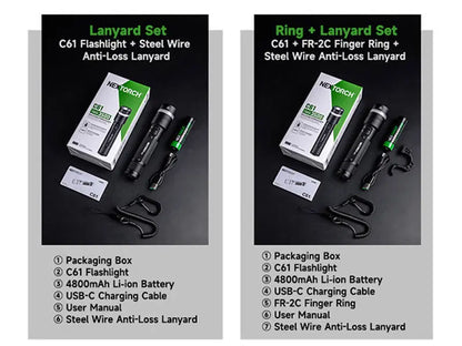 Lampe Torche Nextorch C61 3500 Lumens - Double Faisceau - Variation Continue - Rechargeable USB-C  NYCTALOPE  