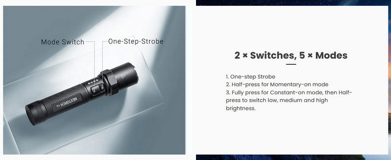 Lampe Torche Nextorch P8 - 1600 Lumens rechargeable  NYCTALOPE  