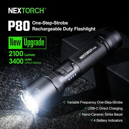 Lampe Torche Nextorch P80B - 2100Lumens rechargeable USB-C  NYCTALOPE  