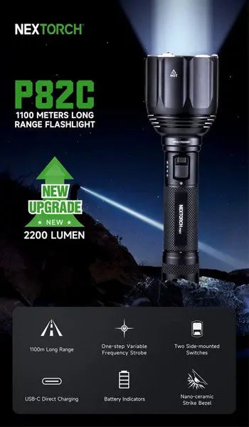 Lampe Torche Nextorch P82C - 2200 Lumens rechargeable - longue portée - NYCTALOPE