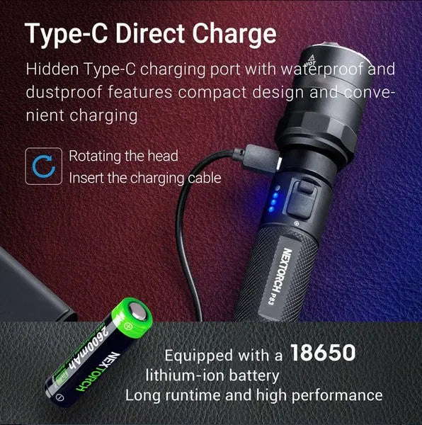 Lampe Torche Nextorch P83 - 1300 Lumens rechargeable - balise de signalisation  NYCTALOPE  