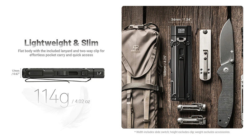 Lampe Torche Nitecore EDC09 - 1600 Lumens - Tête Rotative 102° - 3 Températures de Couleur  NYCTALOPE  