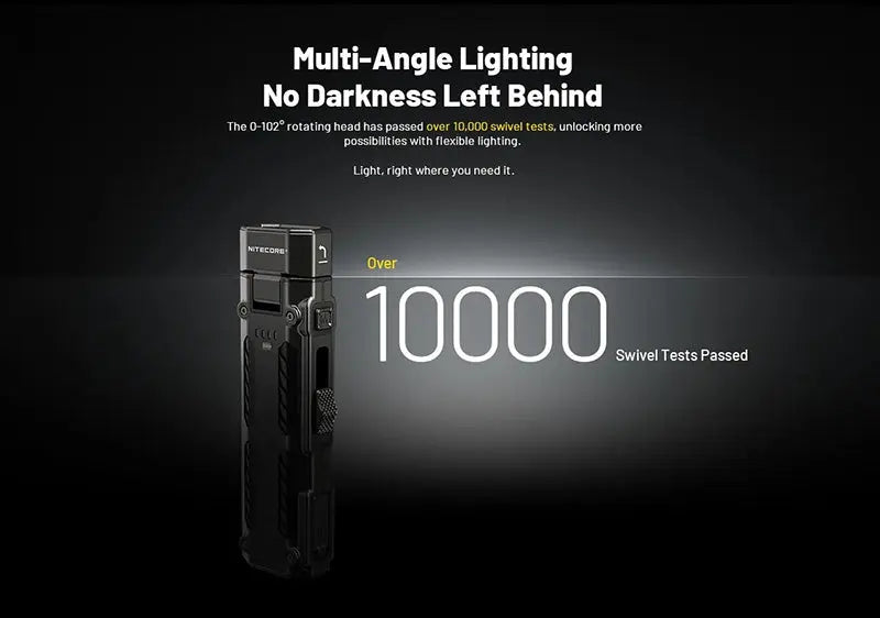 Lampe Torche Nitecore EDC09 - 1600 Lumens - Tête Rotative 102° - 3 Températures de Couleur  NYCTALOPE  