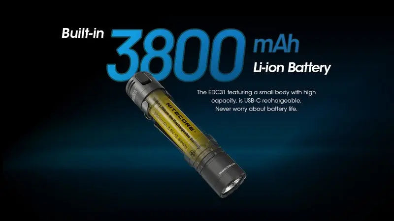 Lampe Torche Nitecore EDC31 - 3500 Lumens rechargeable - NYCTALOPE