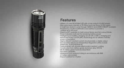 Lampe Torche Nitecore EDC35 - 5000 Lumens rechargeable  NYCTALOPE  