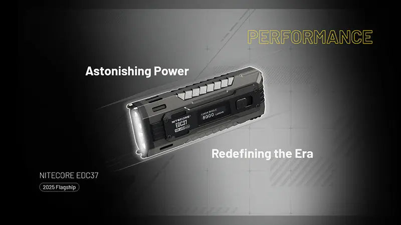 Lampe Torche Nitecore EDC37 8000 Lumens - Rechargeable USB-C - Écran OLED - NYCTALOPE