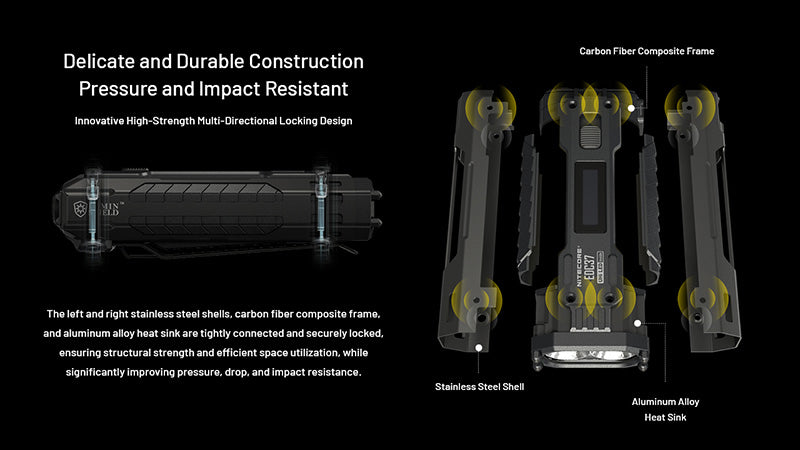 Lampe Torche Nitecore EDC37 8000 Lumens - Rechargeable USB-C - Écran OLED - NYCTALOPE