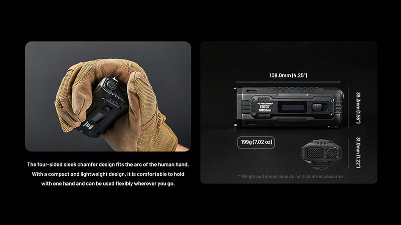 Lampe Torche Nitecore EDC37 8000 Lumens - Rechargeable USB-C - Écran OLED - NYCTALOPE