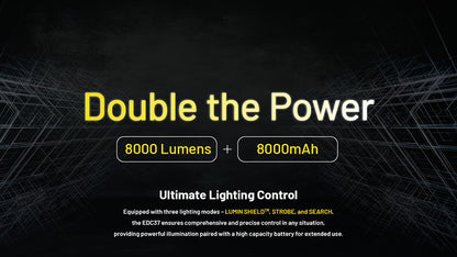 Lampe Torche Nitecore EDC37 8000 Lumens - Rechargeable USB-C - Écran OLED - NYCTALOPE