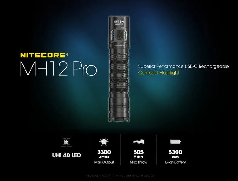Lampe Torche Nitecore MH12 PRO – 3300 Lumens  NYCTALOPE  