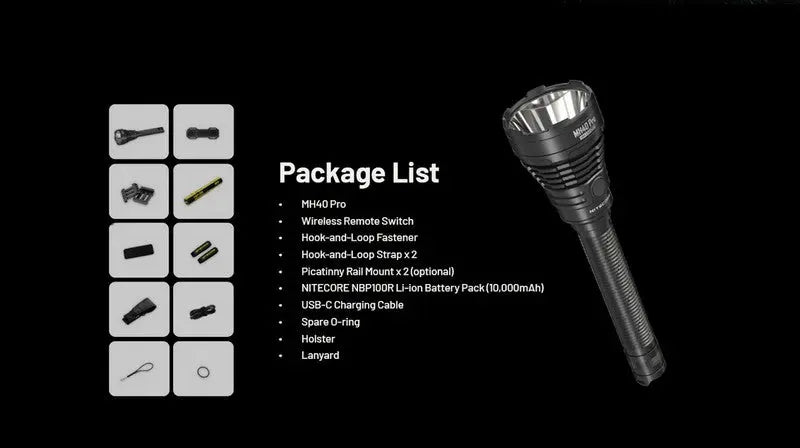 Lampe Torche Nitecore MH40 PRO - 3500 Lumens - Interrupteur sans fil  NYCTALOPE  