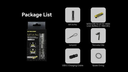 Lampe Torche Nitecore MT1A PRO - 800 Lumens  NYCTALOPE  