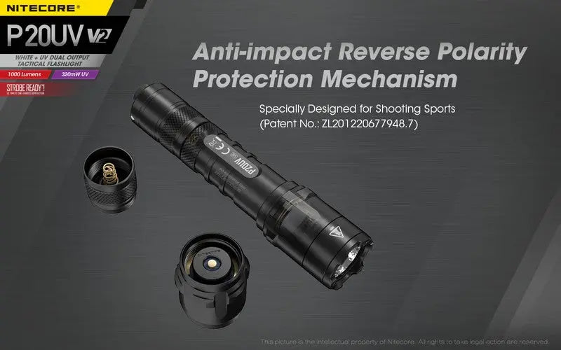 Lampe Torche Nitecore P20UV V2 – 1000 Lumens  NYCTALOPE  