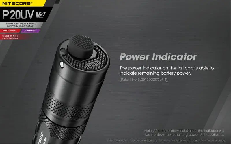 Lampe Torche Nitecore P20UV V2 – 1000 Lumens  NYCTALOPE  