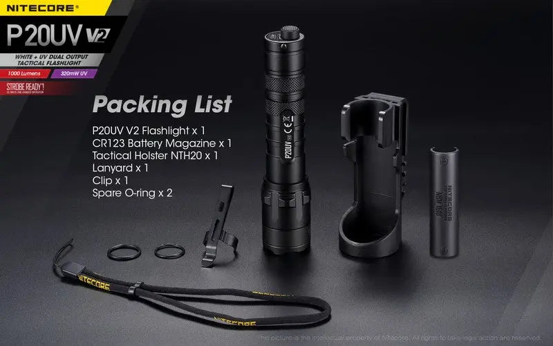 Lampe Torche Nitecore P20UV V2 – 1000 Lumens  NYCTALOPE  