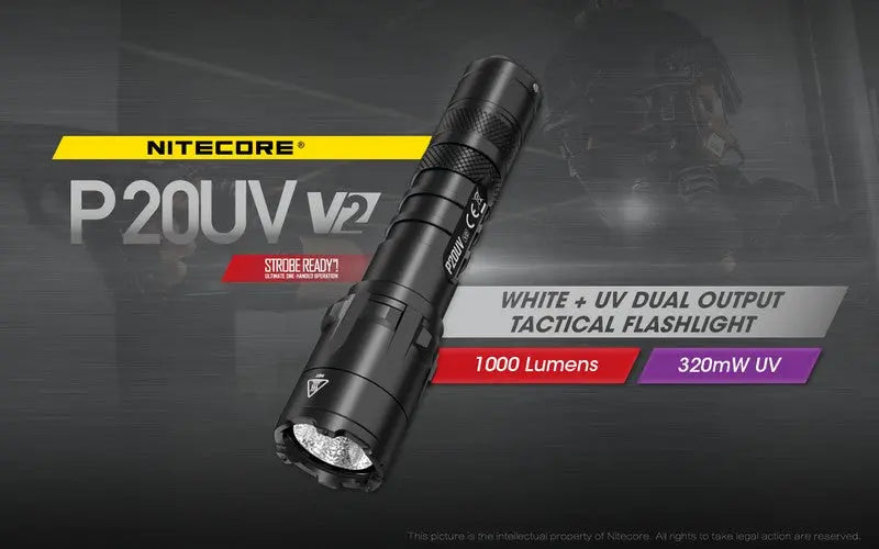 Lampe Torche Nitecore P20UV V2 – 1000 Lumens  NYCTALOPE  