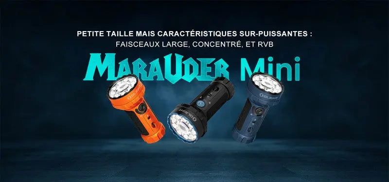 Lampe Torche Olight MARAUDER Mini NOIR - 7000 Lumens - Rechargeable  NYCTALOPE  