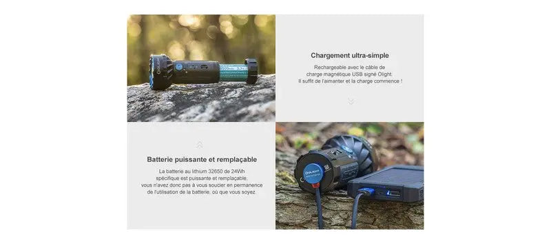 Lampe Torche Olight MARAUDER Mini NOIR - 7000 Lumens - Rechargeable  NYCTALOPE  