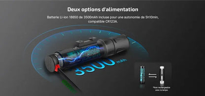 Lampe Torche Olight Odin S – 1500 Lumens – Fixation M-LOK ou Picatinny  NYCTALOPE  
