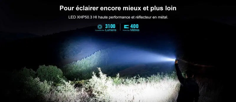 Lampe Torche Olight SEEKER 4 Noir - 3100 Lumens  NYCTALOPE  