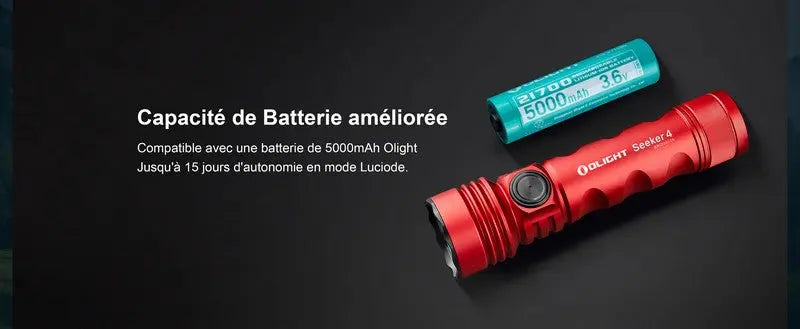 Lampe Torche Olight SEEKER 4 Noir - 3100 Lumens  NYCTALOPE  