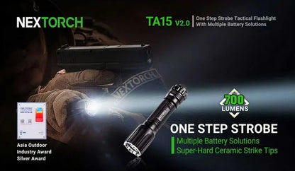 Lampe Torche Tactique Nextorch TA15 V2.0 - 700 Lumens One Step Strobe  NYCTALOPE  