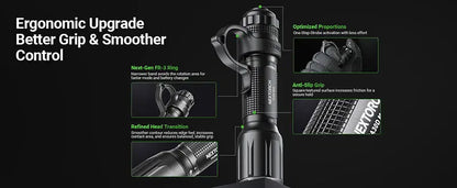 Lampe Torche Tactique Nextorch TA30D MAX SET - 4000 Lumens avec anneau tactique  NYCTALOPE  