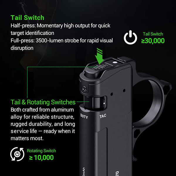 Lampe Torche Tactique Nextorch TA70 - 3500 Lumens - Ultra-compacte - Accès direct au Strobe Nextorch