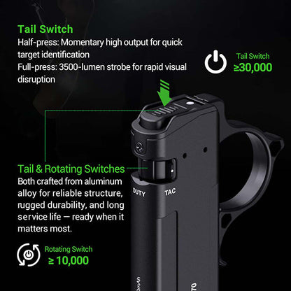 Lampe Torche Tactique Nextorch TA70 - 3500 Lumens - Ultra-compacte - Accès direct au Strobe  NYCTALOPE  