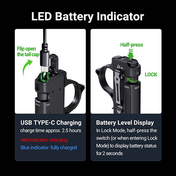 Lampe Torche Tactique Nextorch TA70 - 3500 Lumens - Ultra-compacte - Accès direct au Strobe  NYCTALOPE  