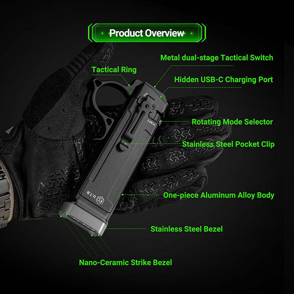 Lampe Torche Tactique Nextorch TA70 - 3500 Lumens - Ultra-compacte - Accès direct au Strobe  NYCTALOPE  