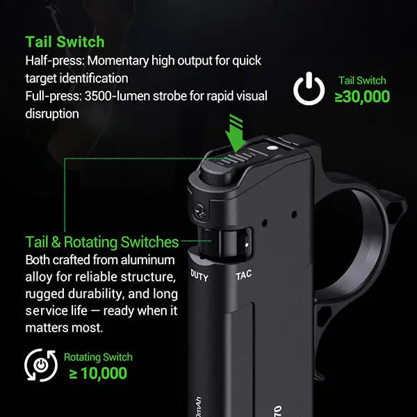 Lampe Torche Tactique Nextorch TA70 - 3500 Lumens - Ultra-compacte - Accès direct au Strobe  NYCTALOPE  