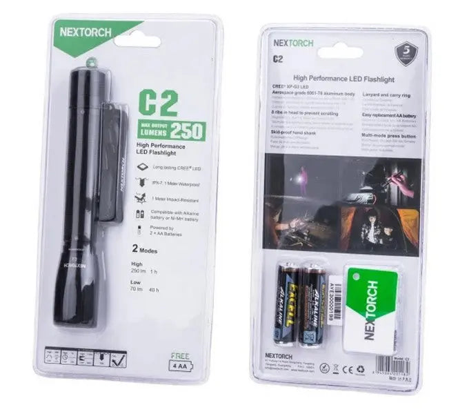 Lampe Torche de poche Nextorch C2 250 Lumens - 2 x AA  NYCTALOPE  