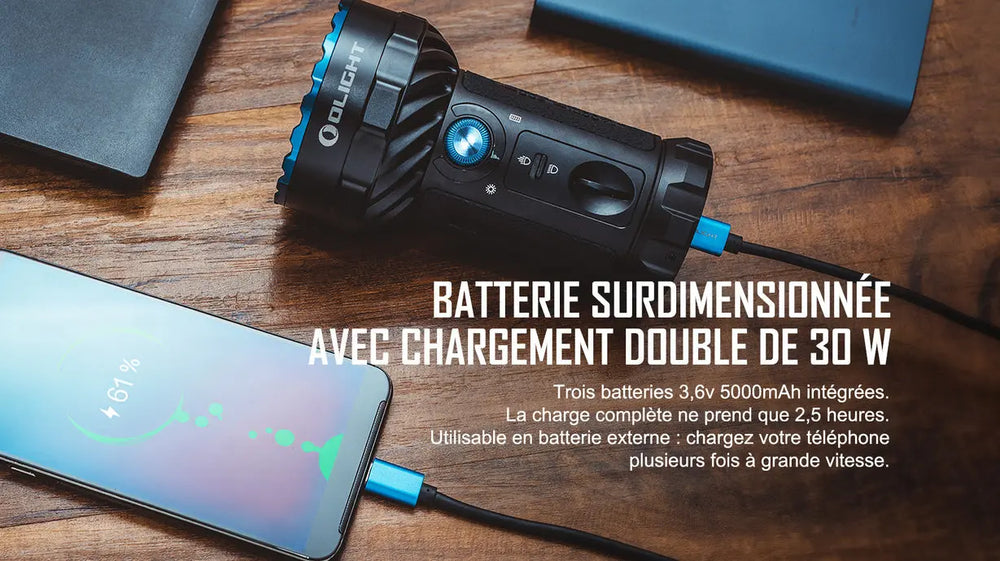 Lampe Torche puissante Olight MARAUDER 2 - 14000 Lumens – Rechargeable  NYCTALOPE  