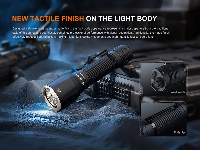 Lampe Torche tactique Fenix TK17 - 3600Lumens - Double Interrupteur - Rechageable USB-C - NYCTALOPE
