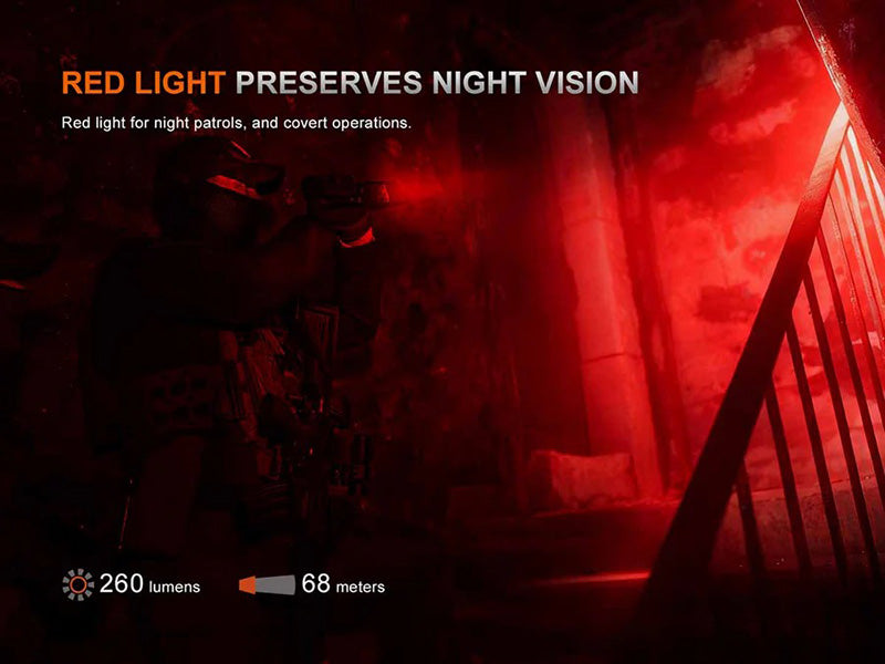 Lampe Torche tactique Fenix TK28R - 6500Lumens - Double Faisceau Spot et Flood - Lumière Rouge  NYCTALOPE  