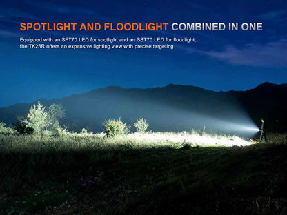 Lampe Torche tactique Fenix TK28R - 6500Lumens - Double Faisceau Spot et Flood - Lumière Rouge  NYCTALOPE  