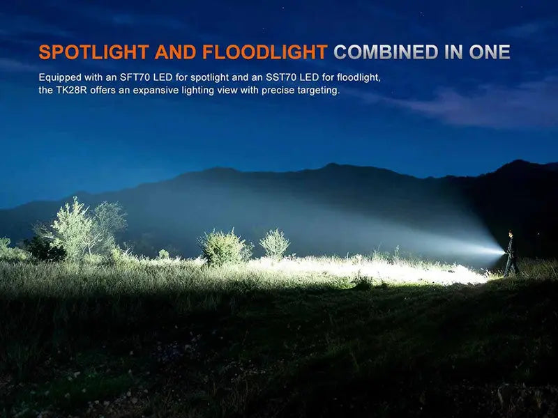 Lampe Torche tactique Fenix TK28R - 6500Lumens - Double Faisceau Spot et Flood - Lumière Rouge  NYCTALOPE  